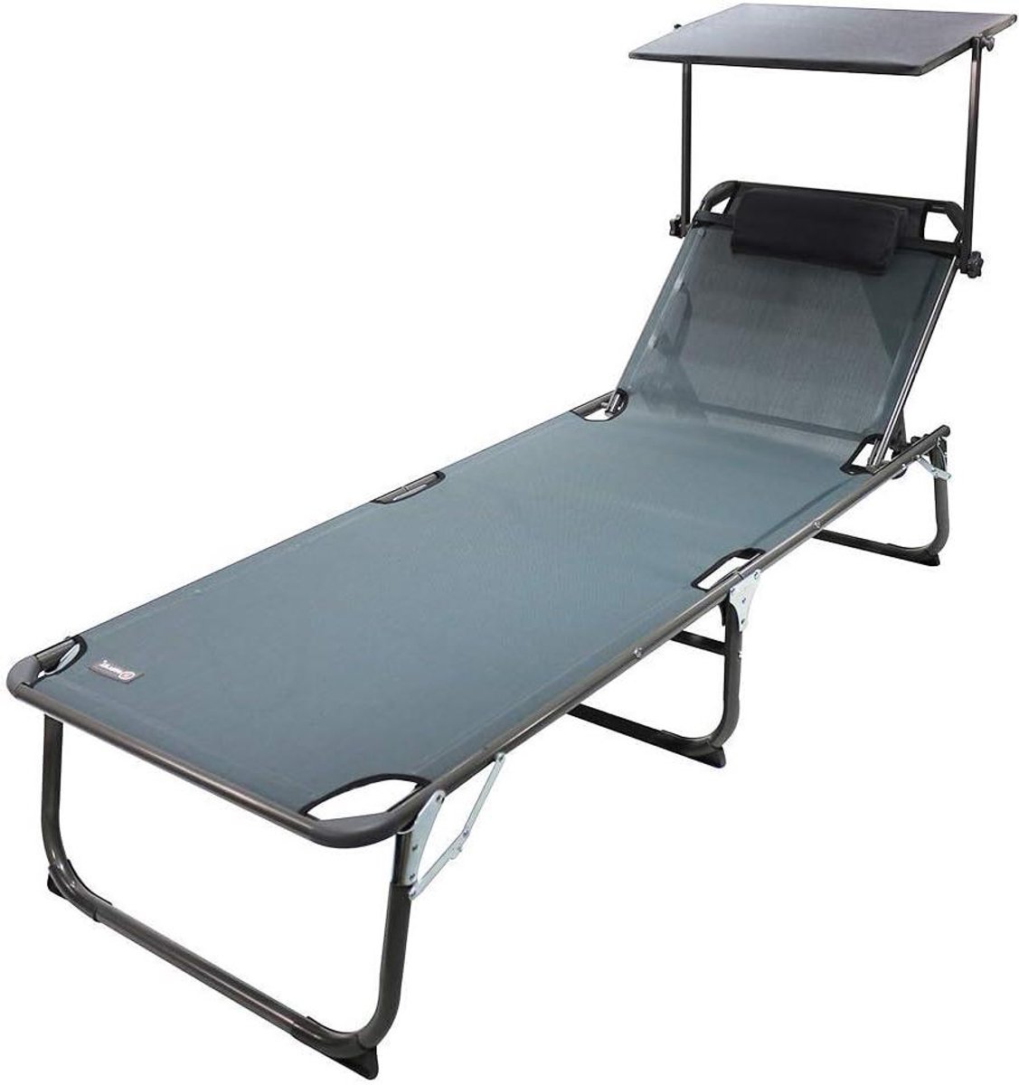 Homecall XXL SunLounger Beach Folding bed with Sun Roof Three-Legged Alu with textilene ch