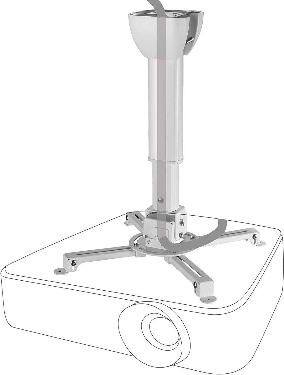 Plafondbeugel - Projector ophanging - Home cinema - Verstelbare afstand - 40 tot 60 cm - Wit