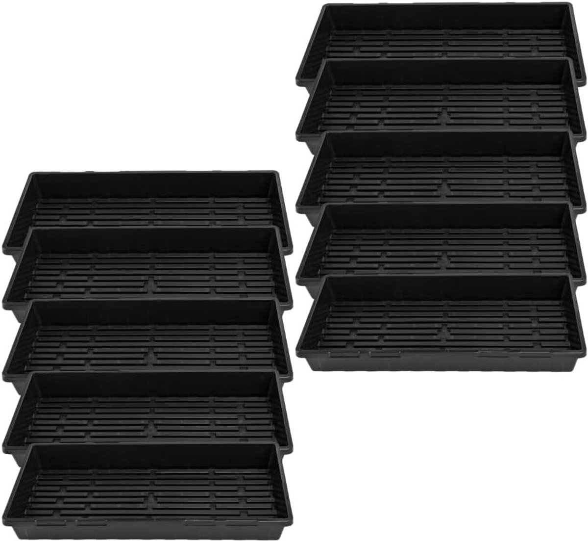 Kweektrays Zonder Gaten - Zaaitrays Plantenbakken - Zaadkieming Kiemgroenten - Extra Sterk Polypropyleen - 53x27x6 cm - Zwart