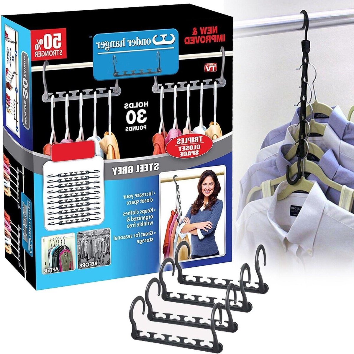 20 24 Stks Ruimtebesparende Saver Magic Kleding Zwarte Hangers Organizer Haak (20)