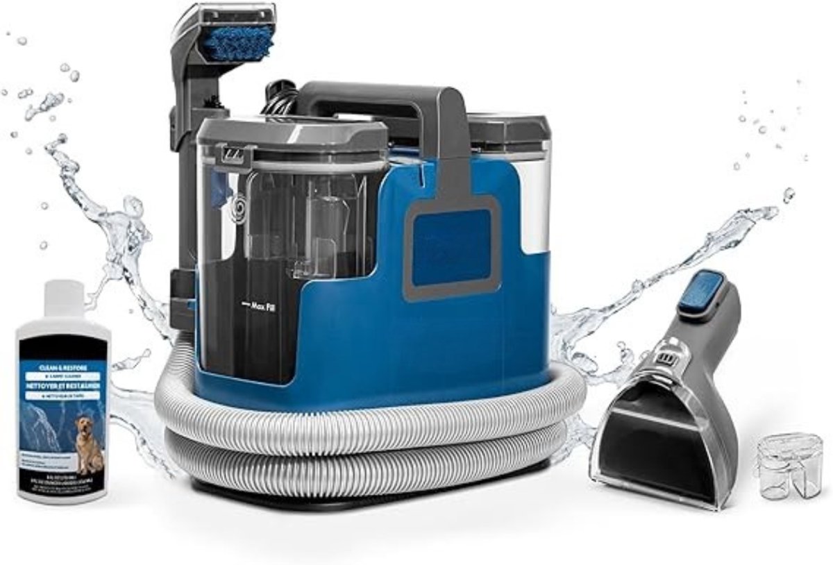 DYNA® Stoomreiniger Bank - Vlekkerreiniger - Tapijtreiniger - 400W - 1100ML Schone Tank - Blauw - 34cm x 23cm x 36cm