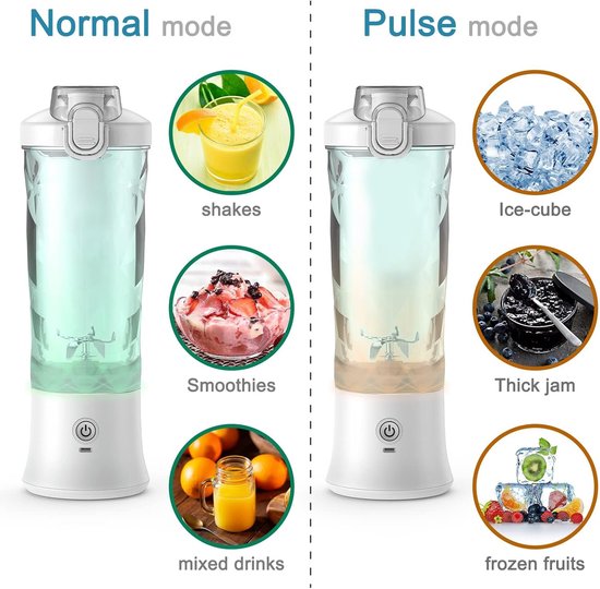 Draagbare Blender - Draadloos voor Shakes en Smoothies - 20oz met 6 Mesjes en Reisdeksel - wit van Merkloos — afbeelding 3