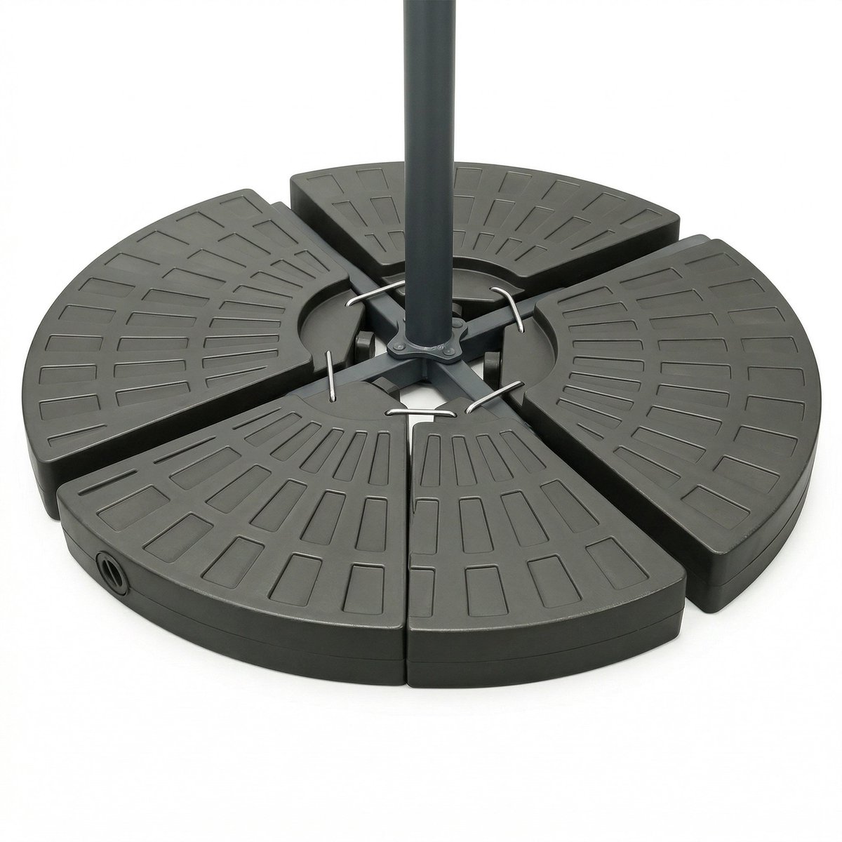 Cheqo® Parasoltegels Set van 4 - Parasolvoet Vulbaar voor Kruisvoet Zweefparasol - Verzwaringsset Parasol Tegels - Parasolvoettegels - Vulbare Tegels - Verzwaringsplaten - Parasol Gewichten - Parasolstandaard - Parasolhouder Watervulbaar