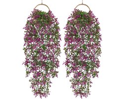 DEMIUKO Pack of 4 Artificial Plants Hanging Artificial Plants Flowers Net Real 70 cm Long Hanging Lumen Red Plastic Plants Wall Decoration Vines for Indoor Outdoor Balcony Garden Pot Decoration