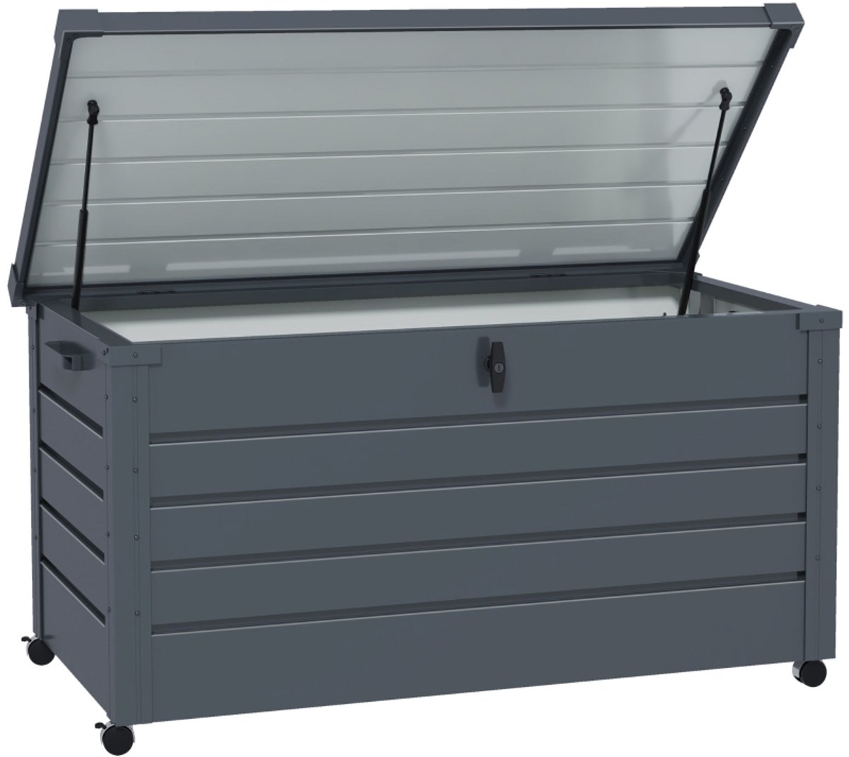 Opbergbox - 100 x 62 x 65 cm - Tuin Opbergbox met 4 Wielen - Weerbestendig - Kunststof - Donkergrijs