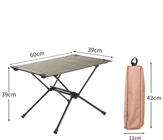 Campingtafel - Draagbare campingtafel - Klaptafel - 39x60x39cm - Tafelblad van Oxford-stof - Draagbaar - Eenvoudig te monteren - Geschikt voor kamperen, wandelen, buiten dineren, strand, picknicks, reizen, tuinactiviteiten - Zwart — afbeelding 2