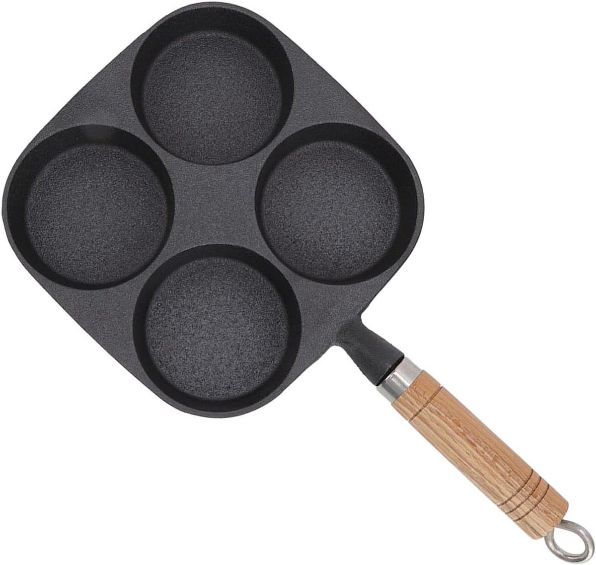 Koekenpan met 4 Eieren Omeletpan Ontbijtpan Snel Ontbijt Maken Antiaanbaklaag 19.5x19.5cm Zwart