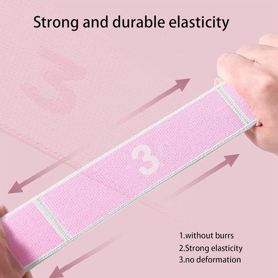 Yoga Riem Set - Fitness Band Loops - Flexibiliteit Verbeteren - 8 Digitale Lussen - 90x4cm - Grijs Roze — afbeelding 2