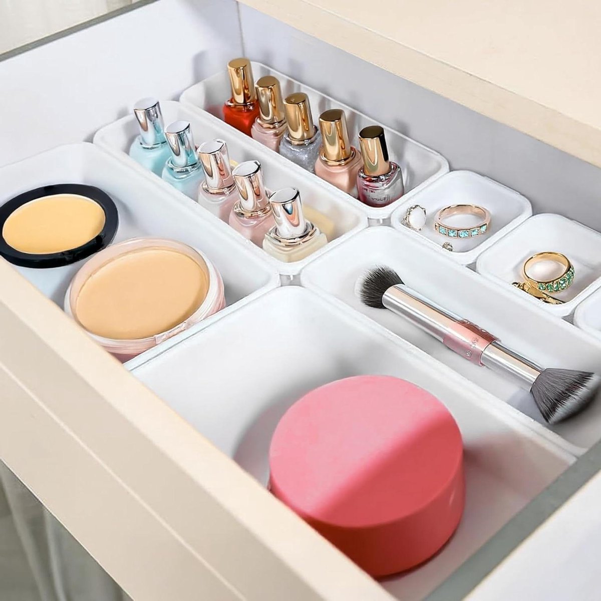Besteklade Organizer - Ladebakken - Keuken Ordenen - In elkaar grijpend Ontwerp - 8 Delig - Wit