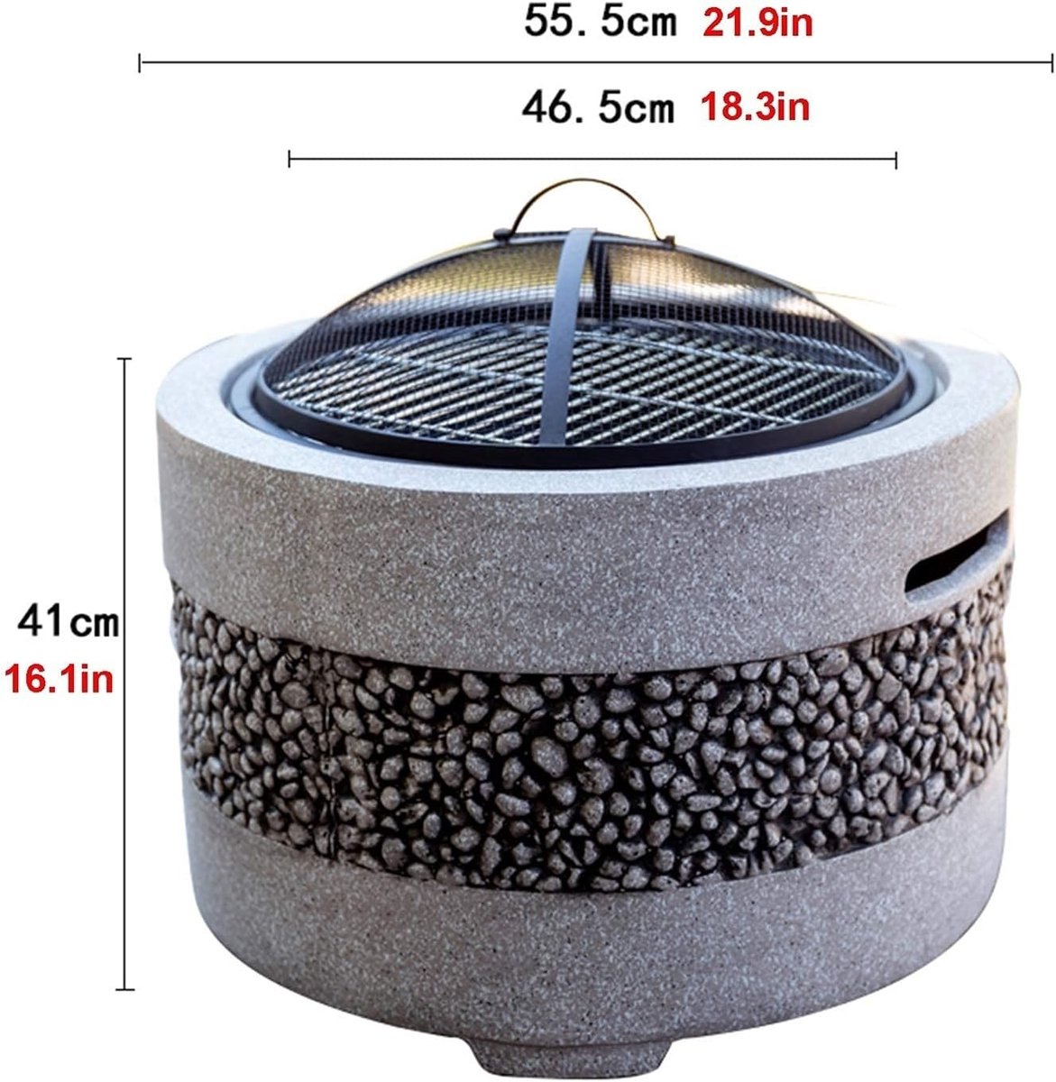 Outdoor Vuurplaats Bellavero Ø79 cm – Luxe Tuinhaard & BBQ Grillset met Verstelbaar 360° Grillrooster – Multifunctionele Houtgestookte Buitenhaard voor Terras, Achtertuin & Camping – 55,5 cm