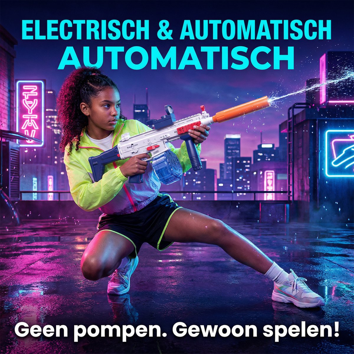 Elektrisch Waterpistool – Oplaadbare Water Gun met Continue Straal – 500ML – Outdoor Speelgoed voor Kinderen – Zomer & Zwembad — afbeelding 4
