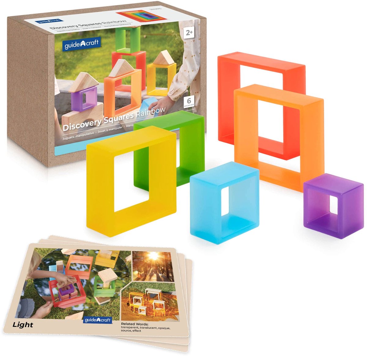 Guidecraft educatief speelgoed Discovery Squares - Rainbow multicolor.