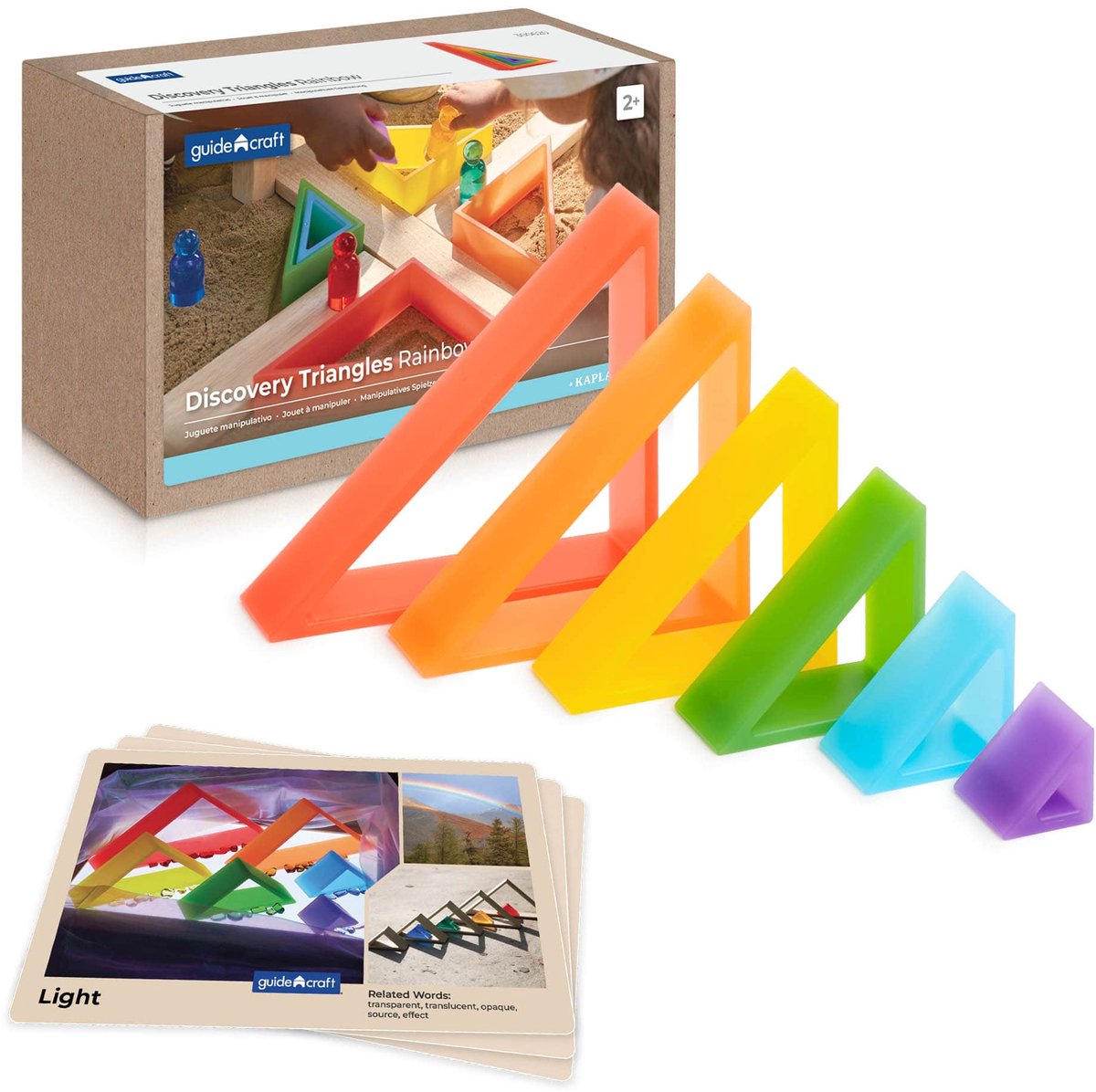 Guidecraft educatief speelgoed Discovery Triangles - Rainbow karton.