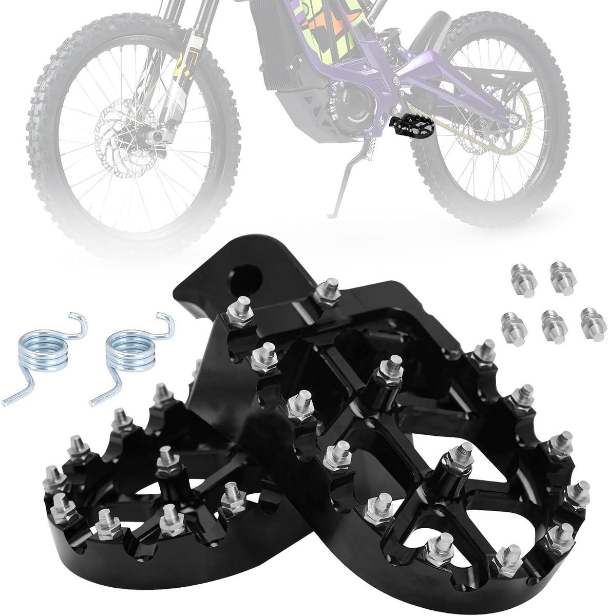 Passagiers Voetsteunen - Pedaalsteunen Voetsteunen - Crossmotor Rijden - Verhoogde Grip Spikes - Standaard Maat - Zwart