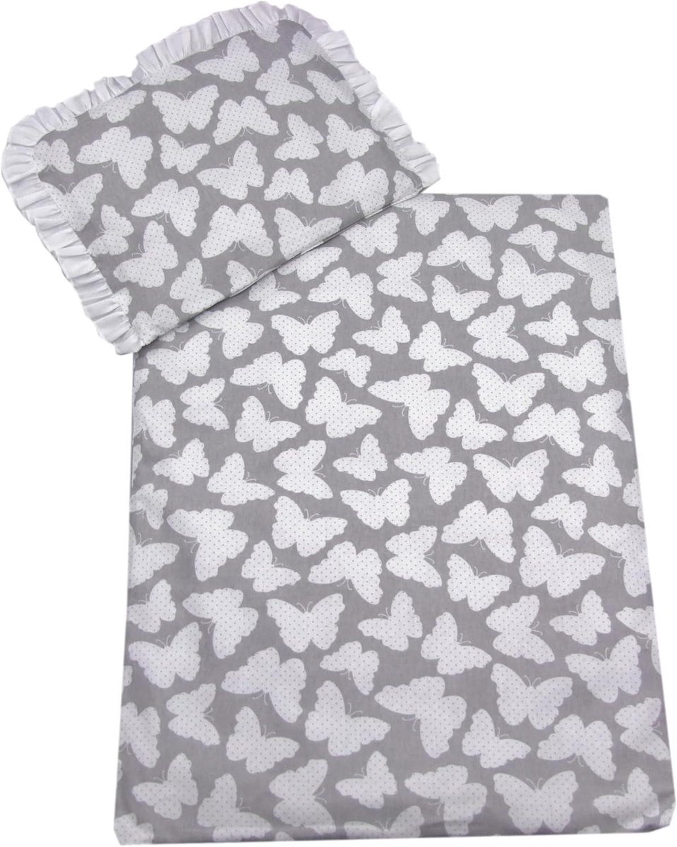 Babybeddengoed Set - Dekbedovertrek en kussensloop - Wieg en kinderwagen - 100% Katoen Oeko-Tex - 70 x 50 cm