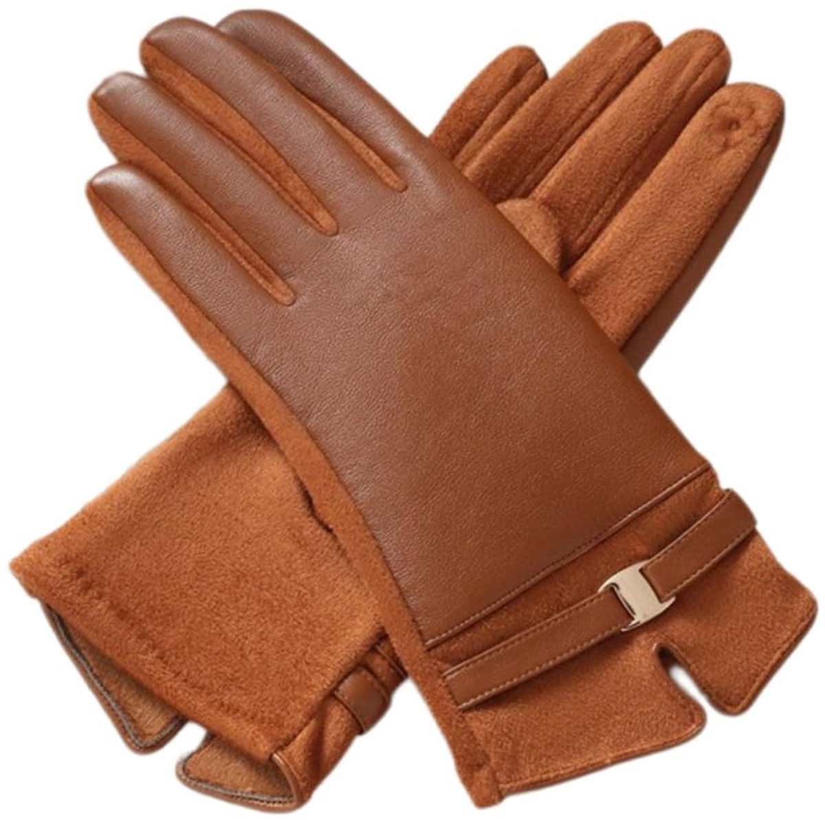 Warme Vintage PU-Lederen Winterhandschoenen voor Dames - Touchscreen, Winddicht & Thermisch