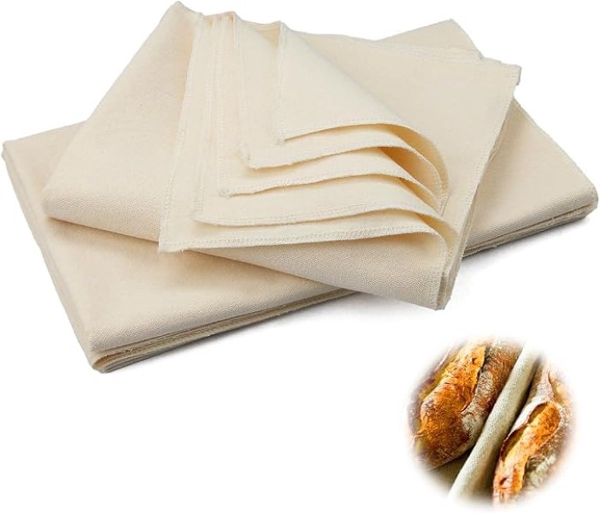 Linnen Doek voor Brood Bakken - 75 x 45 cm - Set van 6 Stuks