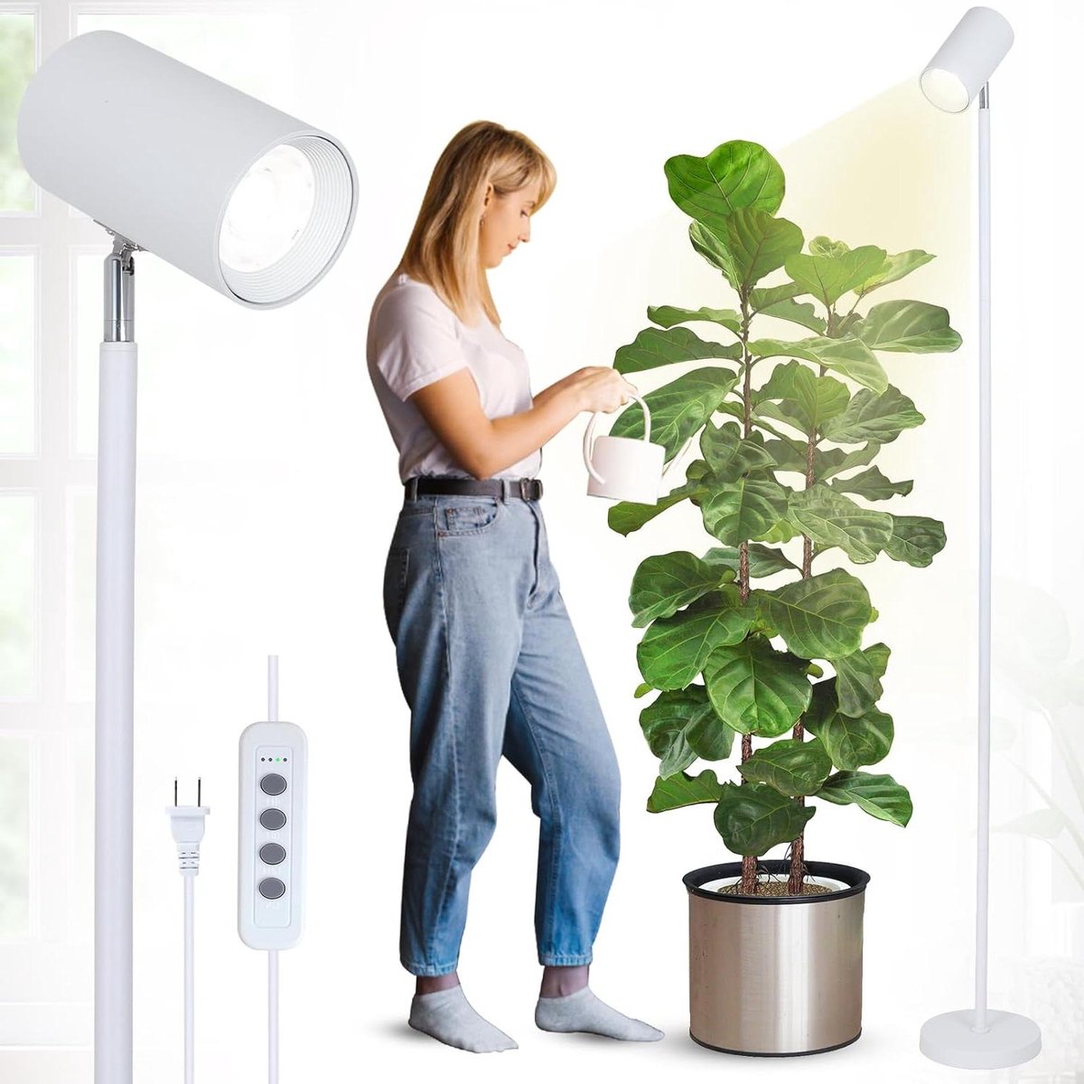 Groei Lamp - Plantenlamp LED - Binnen Planten - Full Spectrum Timer - Verstelbaar 190cm - Industrieel Zwart