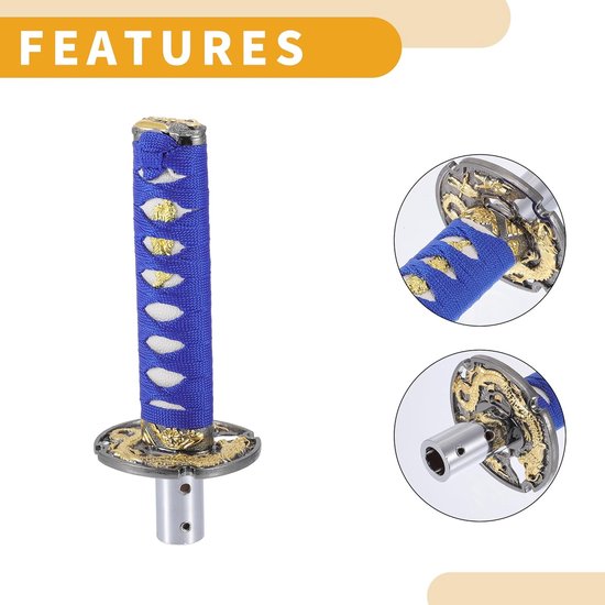 Schakelpook Auto - Pookknop Universeel - Rijervaring Verbeteren - 4 Adapter Maten - 20 cm Lengte - Blauw Wit — afbeelding 3