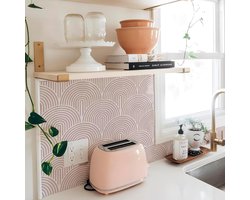 Alwayspon Roze zelfklevende vinyl vloer muurtegel stickers, 10 stuks 50,8 cm/20 inch pellen en plakken op tegels vinyl vloerbedekking waterdicht spatwaterdicht voor keuken en badkamer