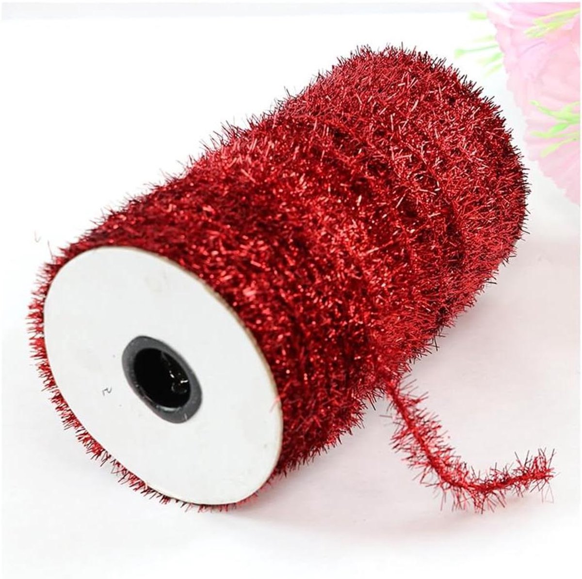 Lange glitter pijpenreinigers Lametta Pfeifenputzerdraht buigpluche knutseldraad kleurrijk breed 2mm pijpenreiniger losse chenille stok voor DIY knutselprojecten rood 9 meter