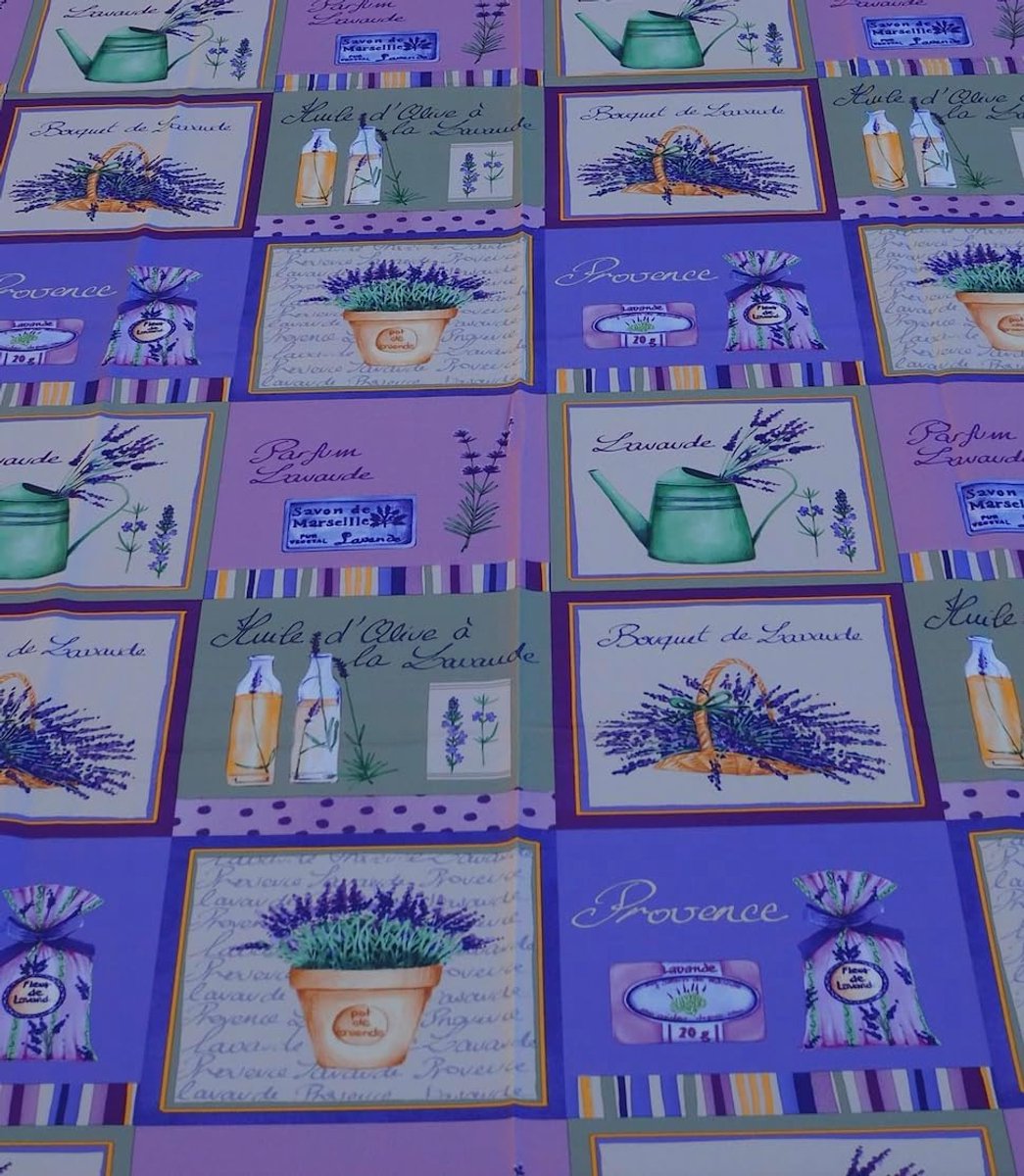 Provençaals tafelkleed, rechthoekig, vuilafstotend, 150 x 200 cm, lavendel, 100% polyester