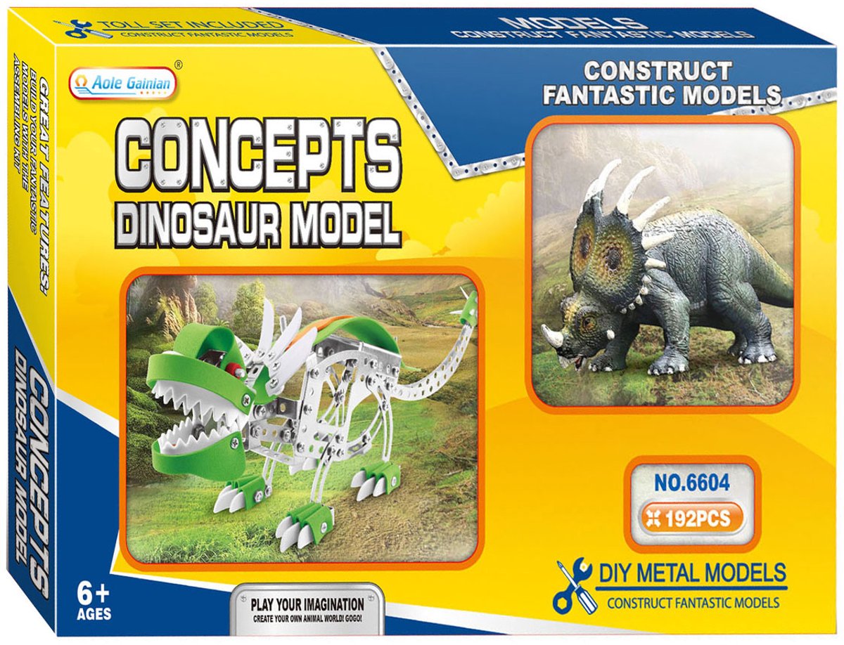 Lobbes metalen bouwset dino Triceratops constructiespeelgoed.