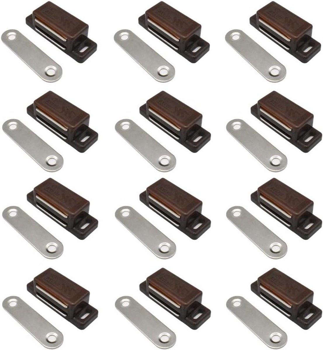 Magnetische Deur Vang - Kast Sluitingen - Kasten Sluiten - Sterke Magneet - 12 Stuks - Bruin