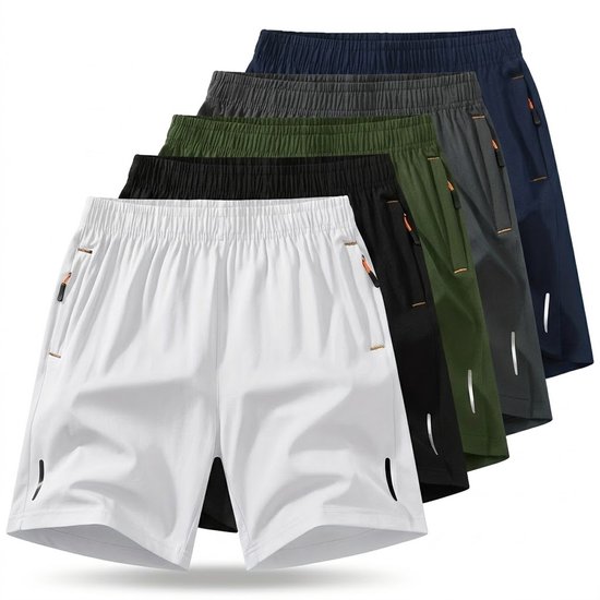 Zwart Wit Donkerblauw Donkergroen heren shorts set sport korte broek met trekkoord casual hardloop fitness training shorts 5 stuks maat XXL