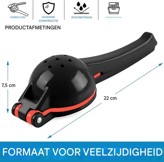 TOVBMUP Limoenpers - Citroenpers - Citrusknijper - Handcitruspers - Handpers - Fruitpers - Zwart van tovbmup — afbeelding 4