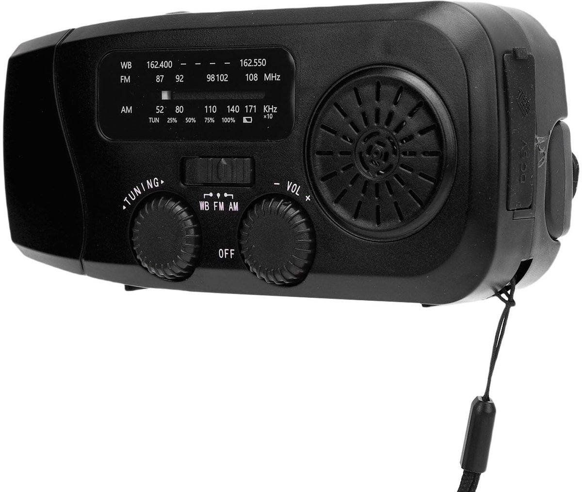 Dailygoods - Solar Hand Crank Noodradio met LED-zaklamp