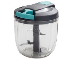 Handmatige voedselhakker-Groentesnijder -Handmatige draadgroentehakker Uiensnijder voor Groenten + vervangbare mesjes Fruit- 900 ml inhoud