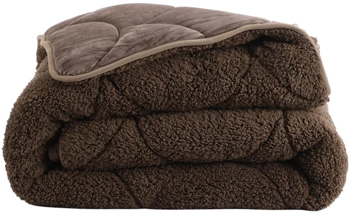 SlaapLuxe Dekbed Zonder Overtrek Bruin - Velvet & Teddy 2-in-1 - All Year Comfort-1-persoons (140x220 cm)