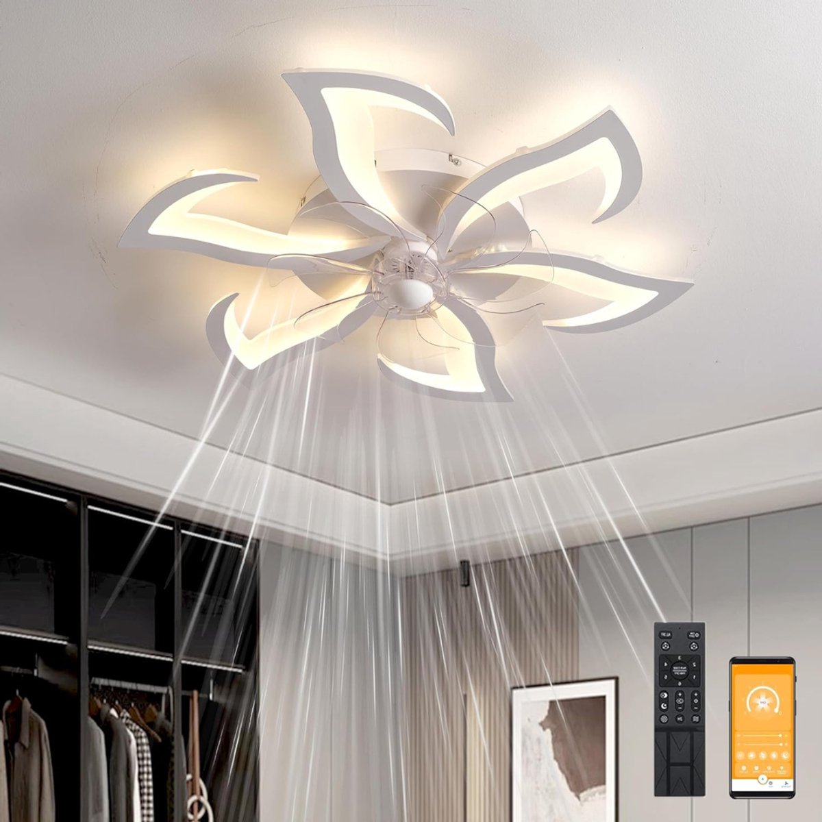 TIM® Plafonniere Met Ventilator - Plafondventilator - Plafondventilator Met Verlichting - Wit - 79cm x 79cm x 13cm; 6 kg