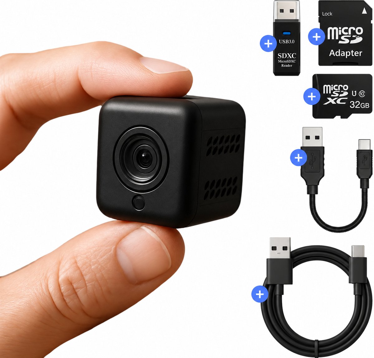 Bastix ® X4 Mini Spy Camera – Verborgen Camera Compact – Spycam – Mini camera – Camerabewaking - Bewegingsdetectie en Nachtzicht - Wifi met App – Draadloos - Incl 32GB Micro SD kaart