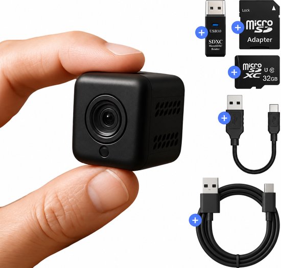 Bastix ® X4 Mini Spy Camera – Verborgen Camera Compact – Spycam – Mini camera – Camerabewaking - Bewegingsdetectie en Nachtzicht - Wifi met App – Draadloos - Incl 32GB Micro SD kaart