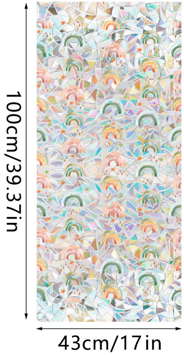3D Regenboog Raamfolie- Anti-Inkijk - Isolerend & Zonwerend - 43x100cm – Statisch - Prisma Bejuweled EffectXCBL010