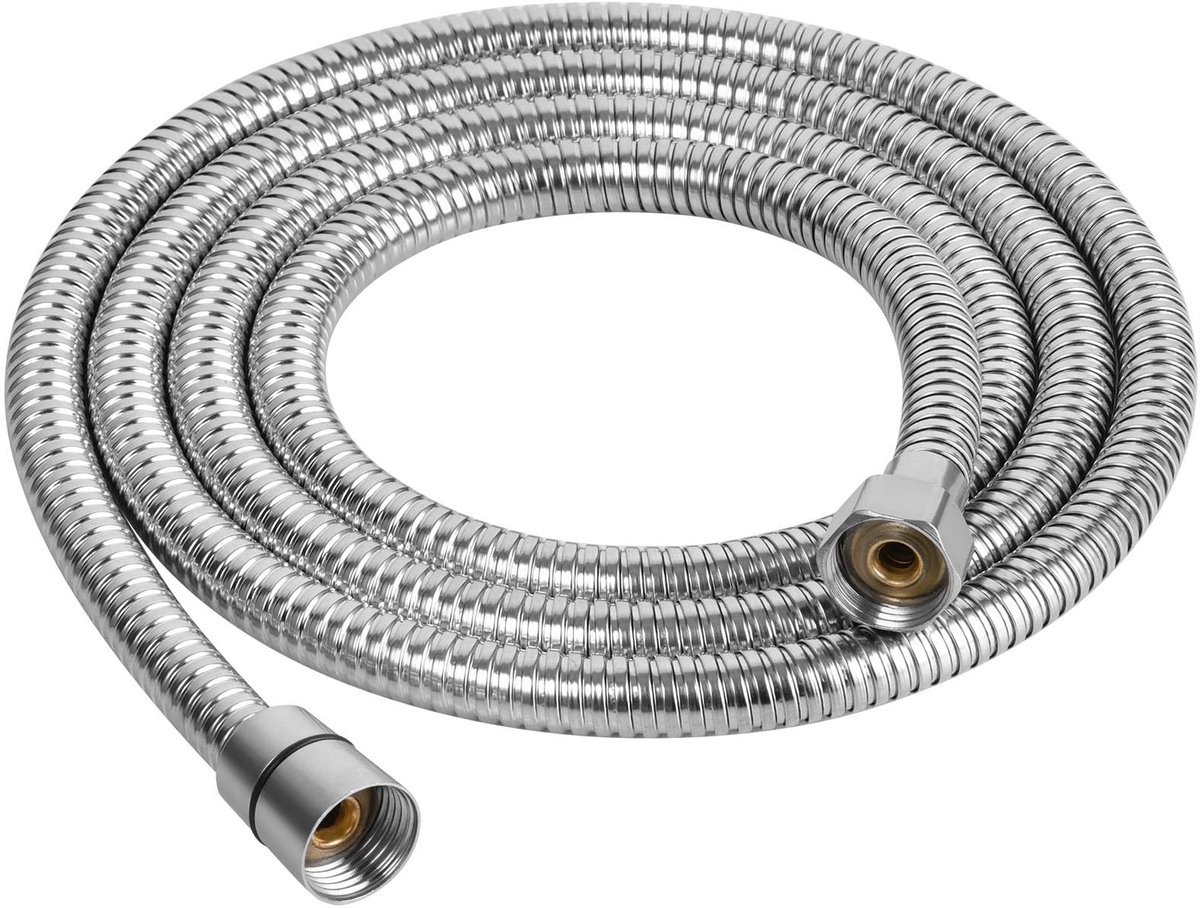 Dailygoods - Dailygoody - Doucheslang 2 m - Flexibel en Roestvrij Staal - Drukbestendig en Corrosiebestendig - Geschikt voor Badarmaturen - Chroomafwerking - Perfe