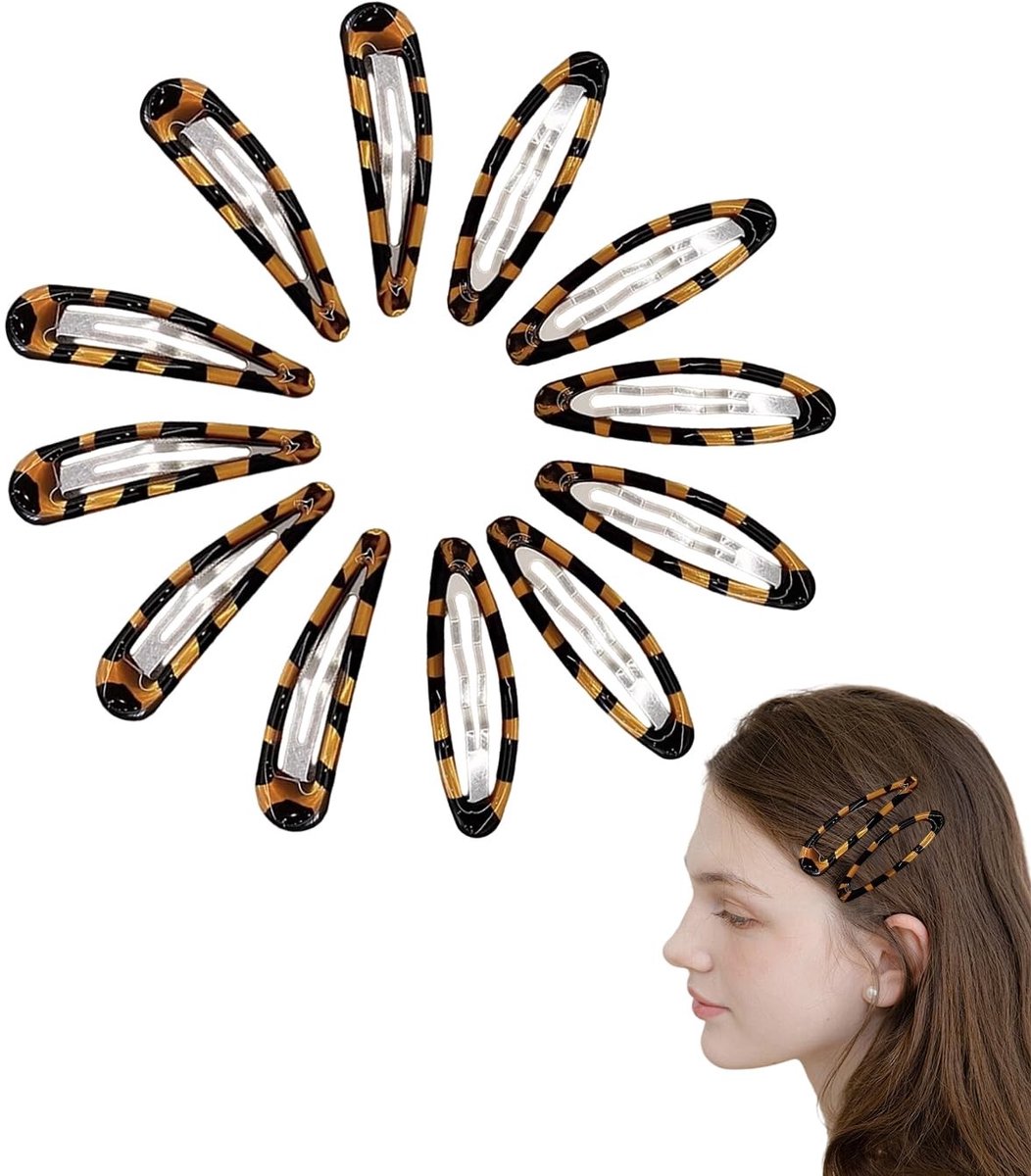 Dailygoods - Set van 12 Grote Haarspelden voor Dames, 7 cm, Metalen Klikspelden