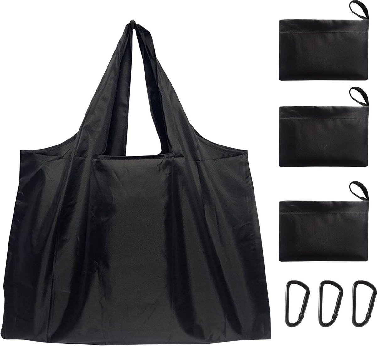 Dailygoods - Dailygoody - Herbruikbare boodschappentas - Opvouwbare tas - Duurzaam en lichtgewicht - Zwart - Waterdicht - Geschikt voor boodschappen - Large