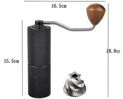 Allero Koffiemolen - Koffiemolen Handmatig - Bonenmaler - Zwart - Koffiebonen - Instelbare Grofheid - Compact - Lichtgewicht
