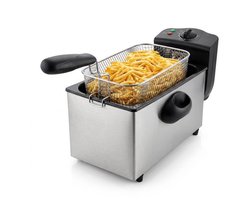 Frituurpan 3 Liter - Friteuse 2000W - RVS Frietpan met Instelbare Temperatuur