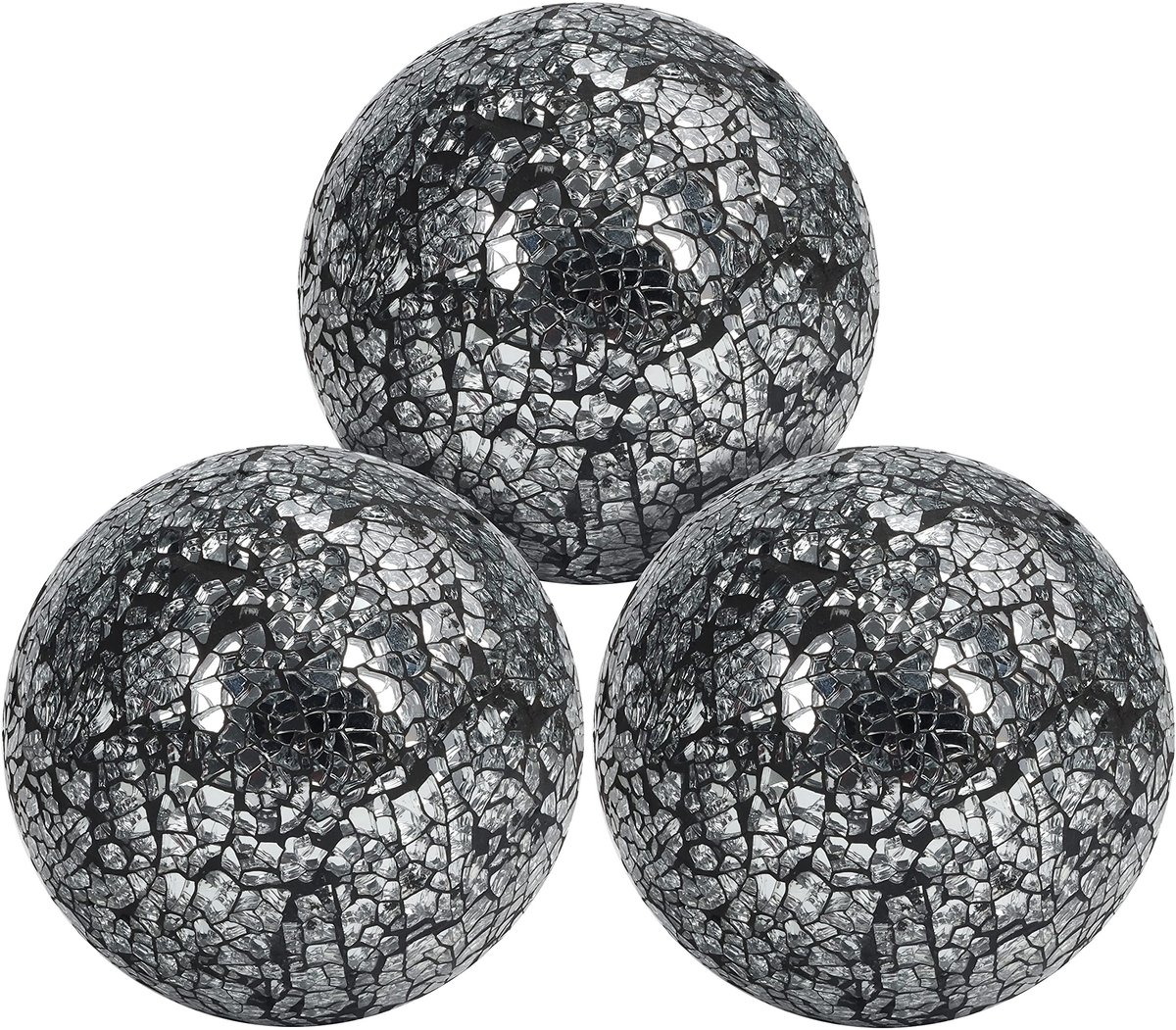 Dailygoods - Dailygoody - Decoratieve Spiegelballen - Glazen Ballen - Betoverend Ontwerp - 10 cm - Voor Woonkamer en Eetkamer - Set van 3 Stuks - Perfect voor Deco