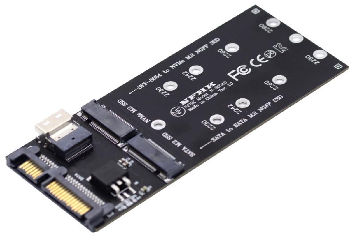Dailygoods - M.2 NVME naar SFF-8654 & NGFF SATA 2-in-1 Combo-adapter