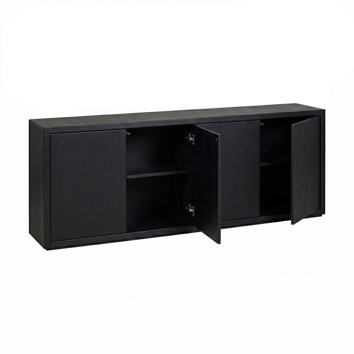 Woonexpress Chester Dressoir Zwart Eikenhout | 4 Deuren | Luxe Design | Push-to-Open Hout - Eiken/Zwart