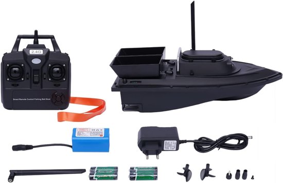 TIM® Voerboot Karper - Voerboot Met 1,5 Kg Laadvermogen - Inclusief Accu - 2 Laadbakken - Verlichting Voor Nachtvissen - 2 Propellers - Baitboat Met Afstandsbediening Draadloos 500 Meter - Fishfinder - Zwart - 50cm x 25cm x 17cm van tim — afbeelding 5
