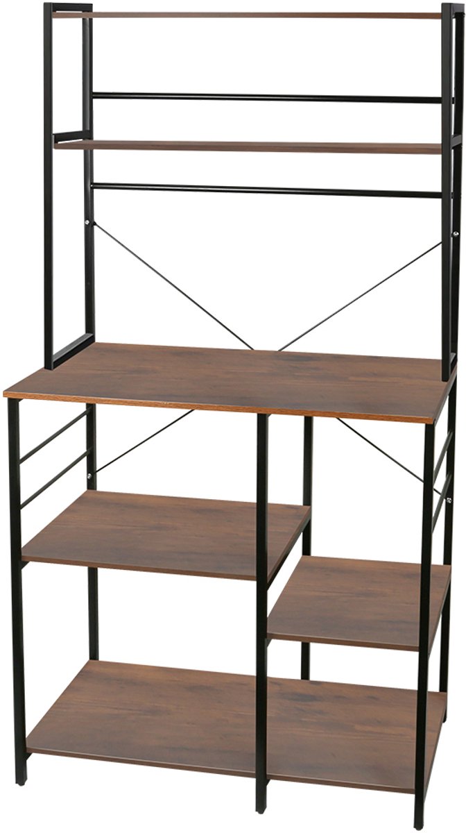 PIPIPOXER- Keukenkast – Keukenrek Staand – Magnetronkast – Apothekerskast – Organizer – Metaal – Hout – 90 x 40 x 168cm –Bruin