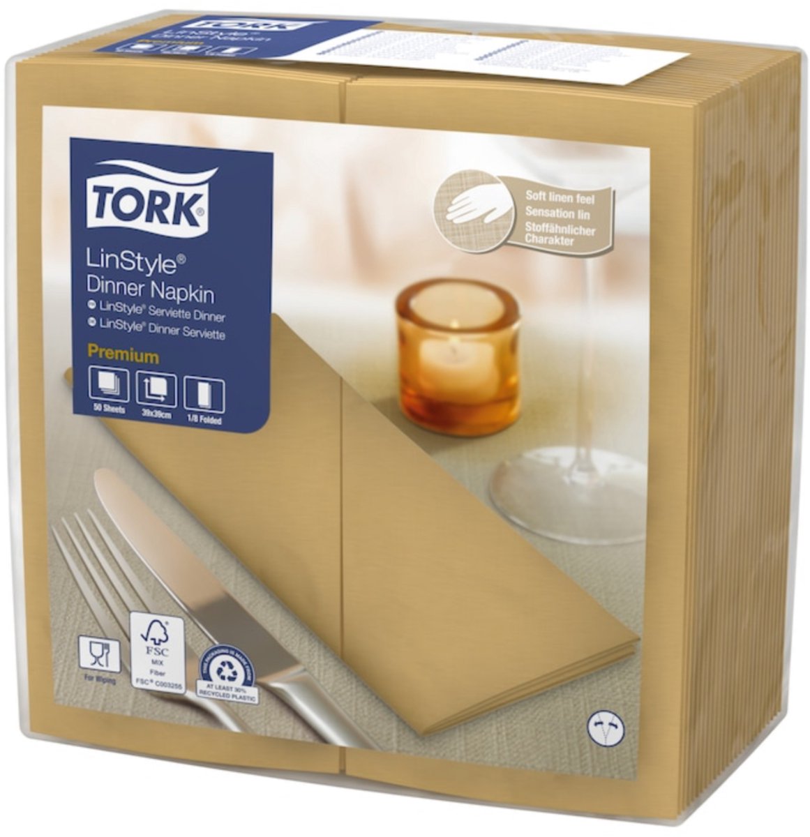 Tork 478167 premium linstyle dinnerservet biscuit 40x39 cm 600 stuks (478167)