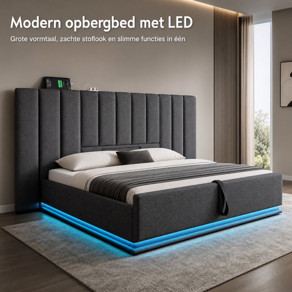 REDOM REDOM Luxe Zwevend Bed met Opbergruimte (180x200) - afbeelding 4