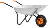 Springos Kruiwagen | Kruiwagenwiel | 65L | 100kg Draagvermogen | Zilver/Oranje